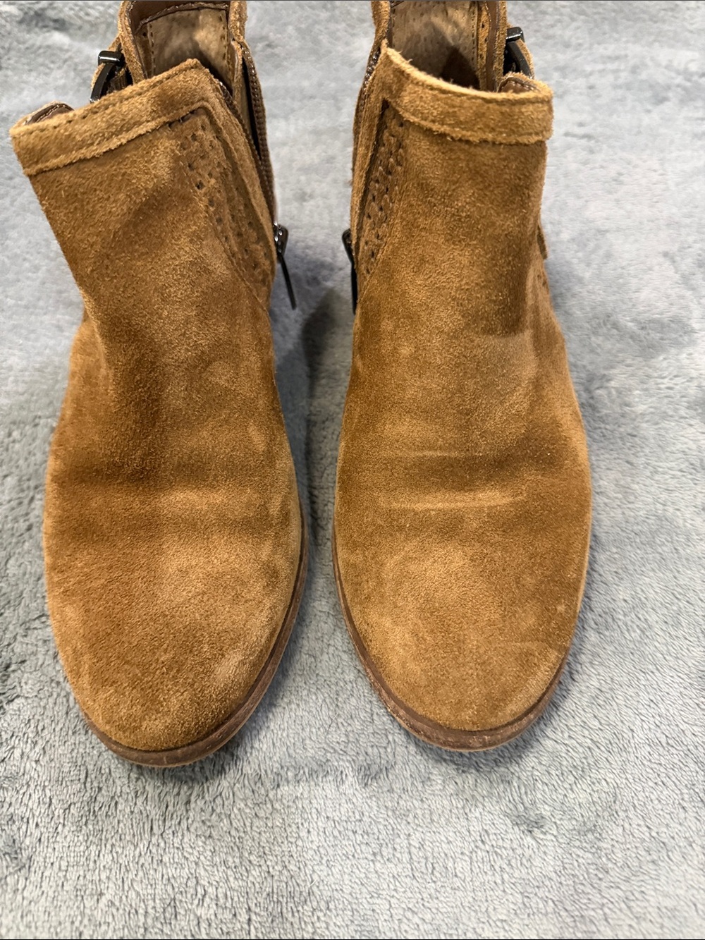 Vince Camuto Chestnut Suede Ankle Booties with Side Zip